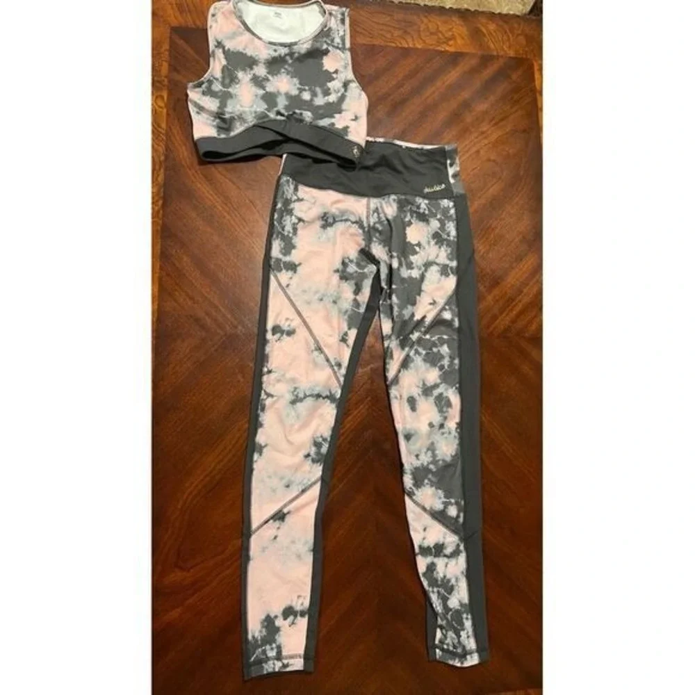 Justice Active Girls 2 Pc Athletic Set Tie Dye Sports Bra 32 Leggings Size 14/16